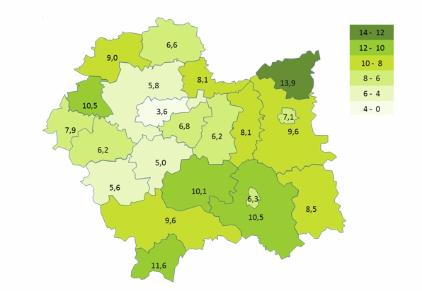 bezrobocie w powiatach